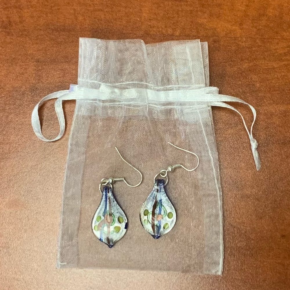 Blue & Multi-Color Murano Glass Earrings